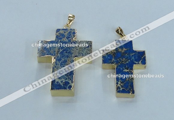 NGP2536 30*40mm - 40*50mm cross sea sediment jasper pendants