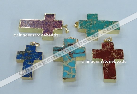 NGP2538 30*40mm - 40*50mm cross sea sediment jasper pendants