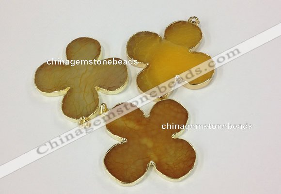 NGP2540 53*53mm - 56*56mm flower agate gemstone pendants