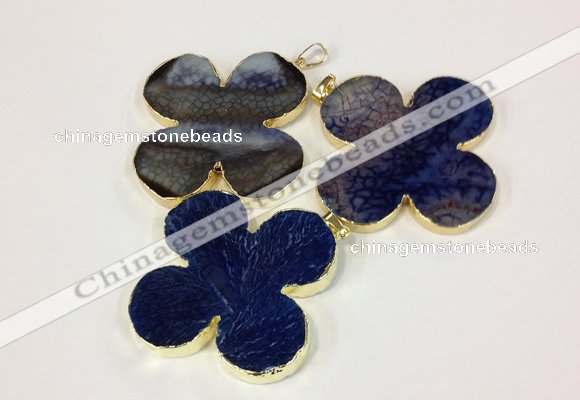 NGP2544 53*53mm - 56*56mm flower agate gemstone pendants