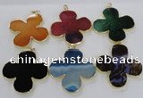 NGP2546 53*53mm - 56*56mm flower agate gemstone pendants