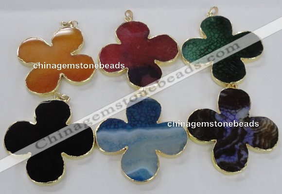 NGP2546 53*53mm - 56*56mm flower agate gemstone pendants