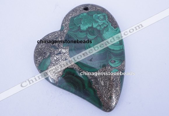 NGP255 41*50mm fashion malachite & pyrite gemstone pendants