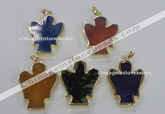 NGP2584 30*40mm angel agate gemstone pendants wholesale