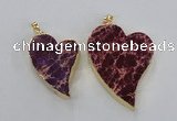 NGP2597 25*35mm - 35*45mm heart sea sediment jasper pendants