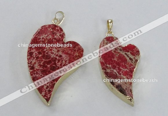 NGP2598 25*35mm - 35*45mm heart sea sediment jasper pendants