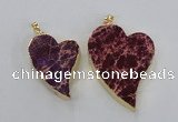 NGP2606 40*50mm - 50*70mm heart sea sediment jasper pendants