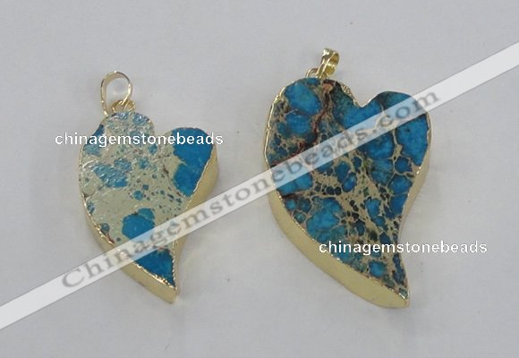 NGP2608 40*50mm - 50*70mm heart sea sediment jasper pendants