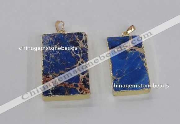 NGP2618 20*40mm - 25*45mm rectangle sea sediment jasper pendants