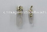 NGP2632 12*35mm - 15*40mm sticks white crystal & amethyst pendants