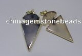 NGP2645 25*48mm - 28*54mm arrowhead agate pendants wholesale