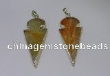 NGP2646 25*48mm - 28*54mm arrowhead agate pendants wholesale