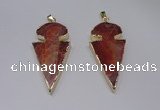 NGP2648 25*48mm - 28*54mm arrowhead agate pendants wholesale