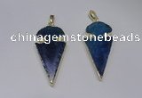 NGP2649 25*48mm - 28*54mm arrowhead agate pendants wholesale