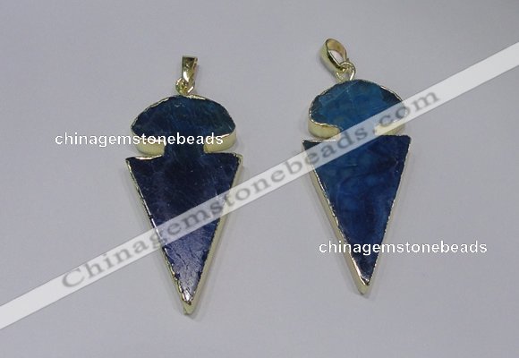 NGP2649 25*48mm - 28*54mm arrowhead agate pendants wholesale