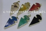 NGP2652 25*48mm - 28*54mm arrowhead agate pendants wholesale