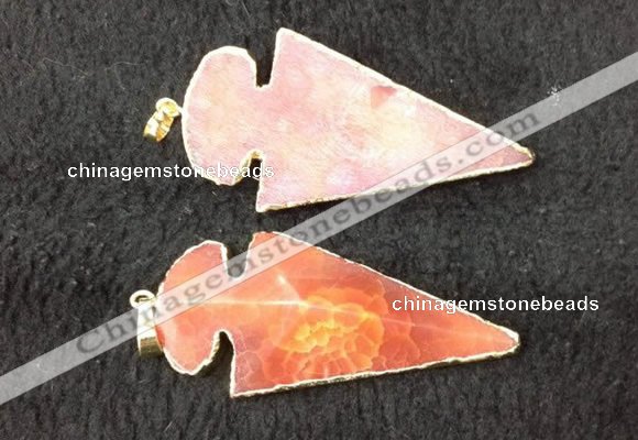 NGP2657 24*53mm - 26*55mm arrowhead agate pendants wholesale