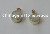 NGP2665 14mm - 15mm coin druzy quartz gemstone pendants