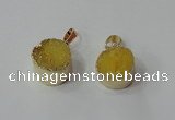 NGP2666 14mm - 15mm coin druzy quartz gemstone pendants