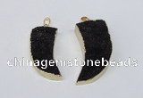 NGP2673 15*35mm – 20*45mm horn druzy agate gemstone pendants