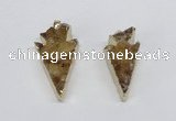 NGP2683 18*35mm - 25*45mm arrowhead druzy citrine pendants