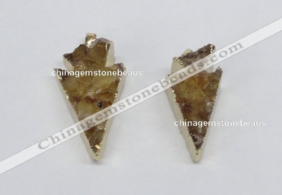 NGP2683 18*35mm - 25*45mm arrowhead druzy citrine pendants