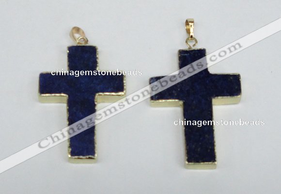 NGP2692 30*45mm - 32*48mm cross lapis lazuli gemstone pendants