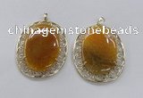 NGP2755 50*60mm oval agate gemstone pendants wholesale