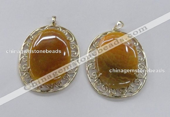 NGP2755 50*60mm oval agate gemstone pendants wholesale