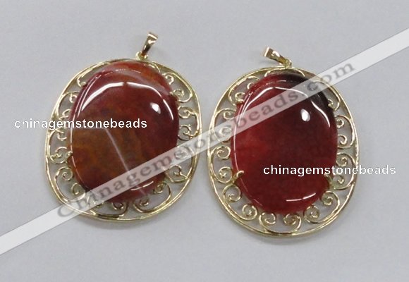 NGP2757 50*60mm oval agate gemstone pendants wholesale