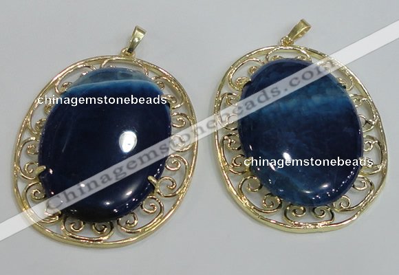 NGP2758 50*60mm oval agate gemstone pendants wholesale