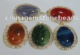 NGP2760 50*60mm oval agate gemstone pendants wholesale