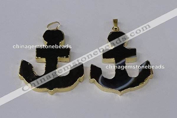 NGP2783 40*50mm anchor agate gemstone pendants wholesale