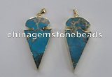 NGP2821 25*50mm - 27*55mm arrowhead sea sediment jasper pendants