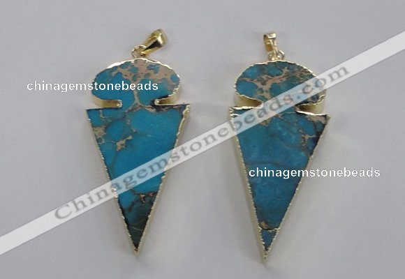 NGP2821 25*50mm - 27*55mm arrowhead sea sediment jasper pendants