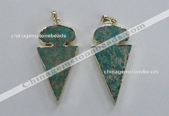 NGP2822 25*50mm - 27*55mm arrowhead sea sediment jasper pendants