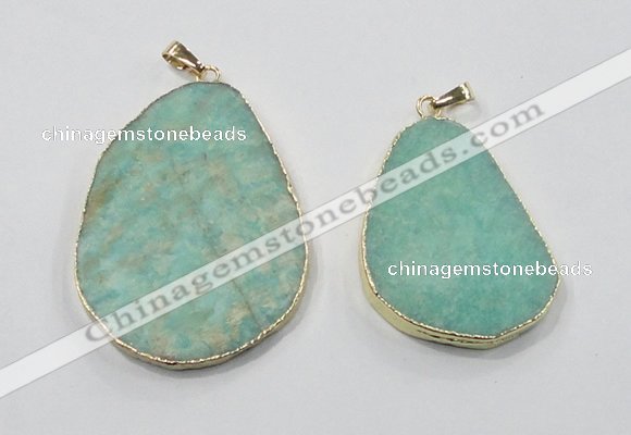 NGP2837 30*40mm - 40*50mm freeform amazonite gemstone pendants