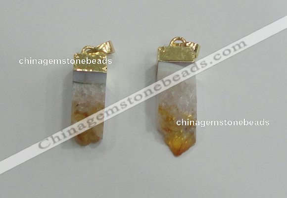 NGP2839 8*25mm - 12*40mm sticks druzy citrine gemstone pendants