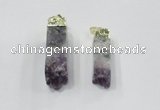 NGP2841 12*40mm - 14*50mm sticks druzy amethyst gemstone pendants