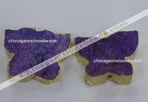 NGP2872 40*50mm - 45*55mm butterfly druzy agate pendants wholesale