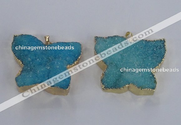 NGP2874 40*50mm - 45*55mm butterfly druzy agate pendants wholesale