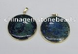 NGP2930 40*42mm flat round chrysocolla gemstone pendants