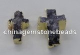 NGP2933 25*40mm – 30*50mm cross druzy agate gemstone pendants wholesale