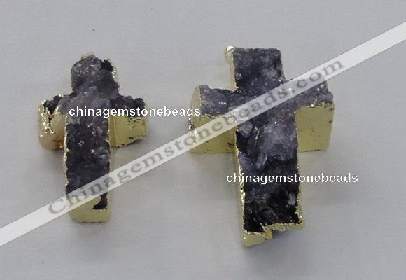 NGP2933 25*40mm – 30*50mm cross druzy agate gemstone pendants wholesale