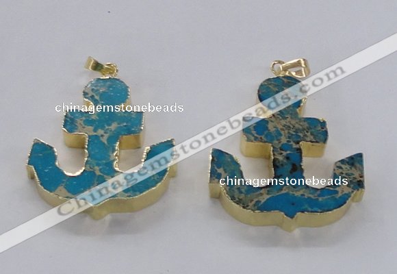NGP2936 38*40mm – 40*45mm anchor sea sediment jasper pendants