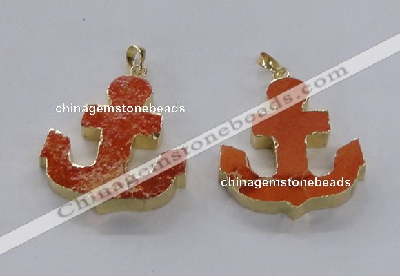 NGP2938 38*40mm – 40*45mm anchor sea sediment jasper pendants