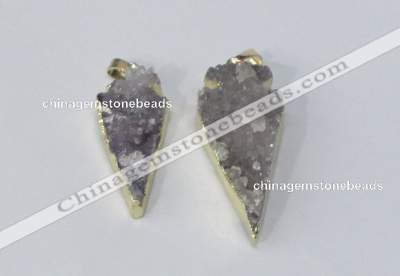 NGP2954 15*35mm - 20*45mm arrowhead druzy agate pendants wholesale