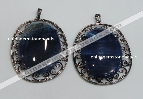 NGP2972 50*60mm oval agate gemstone pendants wholesale