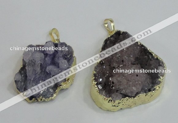 NGP2976 25*30mm – 25*35mm freeform druzy agate pendants