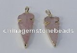 NGP3027 15*35mm – 20*50mm arrowhead rose quartz gemstone pendants